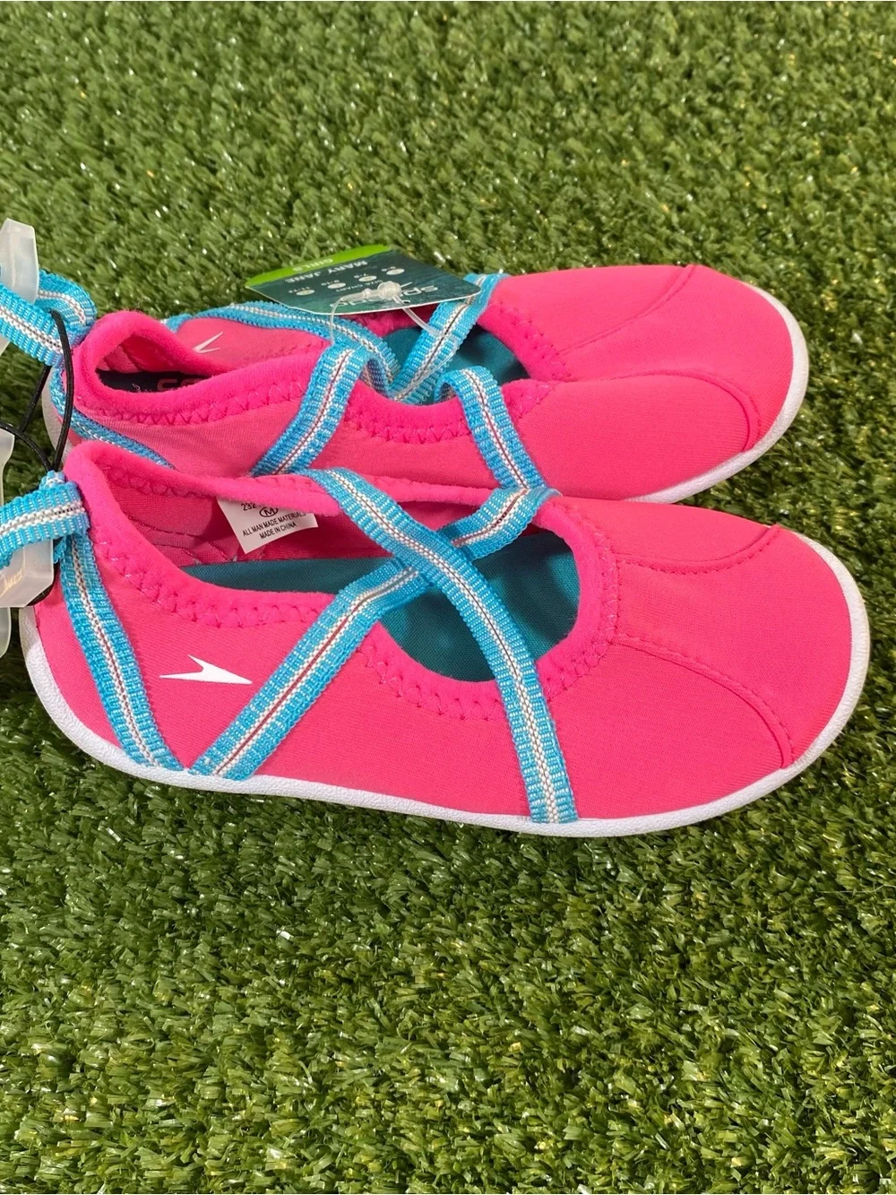 Speedo Mary Jane Water Shoes Kid's Size Girls Med (7-8) Pink Blue Summer Pool